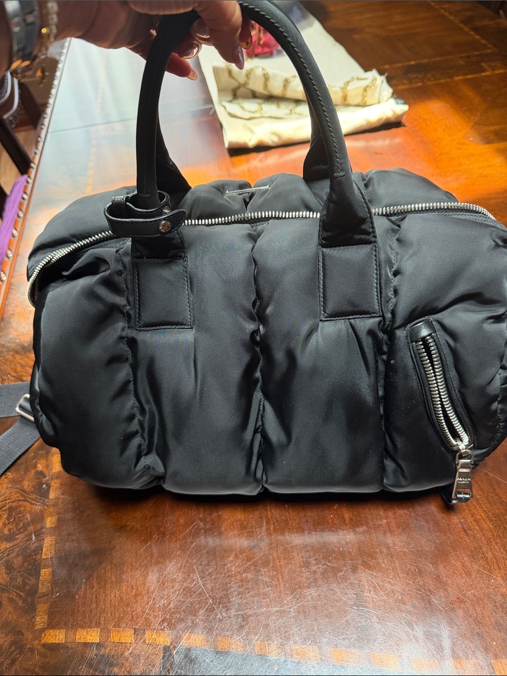 Prada Vintage Black Quilted Puffer Duffel Bag - Picture 5 of 11